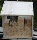 DIY Bee house with drilled blocks of wood